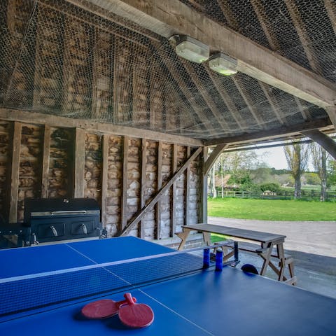 Get stuck into some games of table tennis in the barn