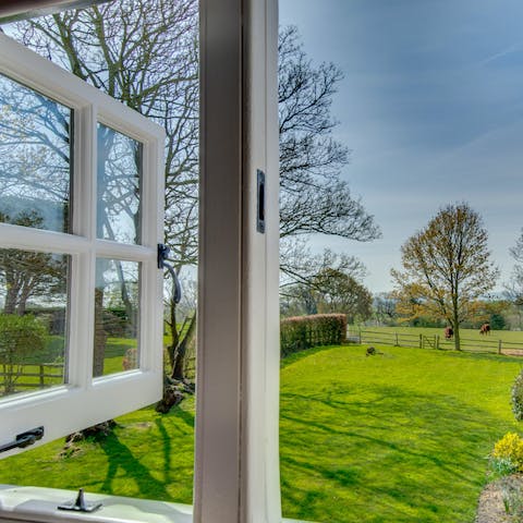 Take in rural views from the bedrooms
