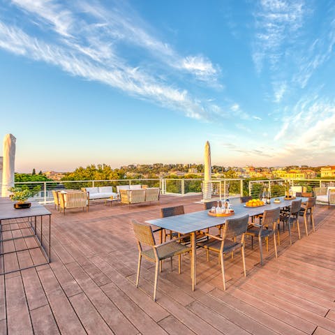 Admire sweeping views from the stunning rooftop terrace