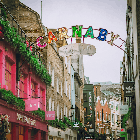 Capture some of that 'Swinging Sixties' spirit as you browse the shops along Carnaby Street, just over a ten-minute walk away