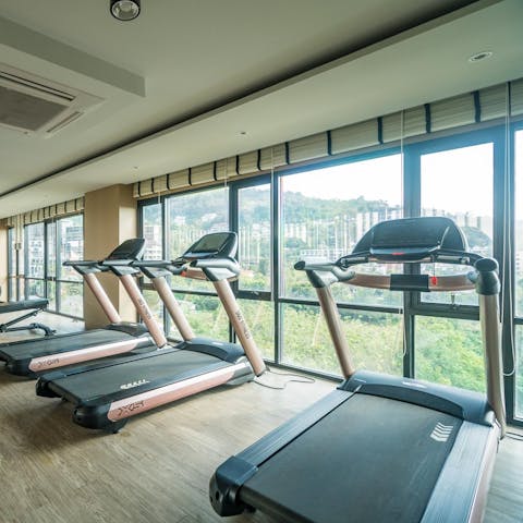 Stretch your legs in the communal fitness centre