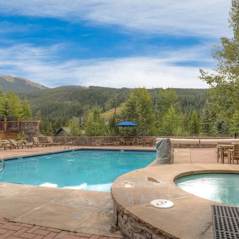 Take a dip in the shared pool and hot tub