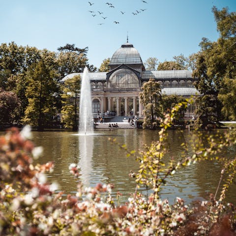 Rustle up a picnic and head to the magnificent Retiro Park  – just a five-minute stroll away