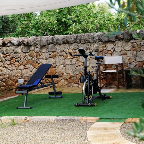 Work up a sweat in your outdoor gym area