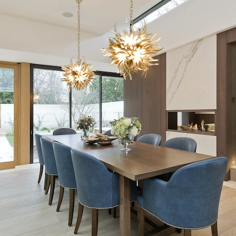 Entertain with food and drink in the elegant dining space