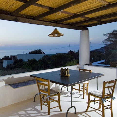Enjoy your meals outside on the patio as you admire the sea views