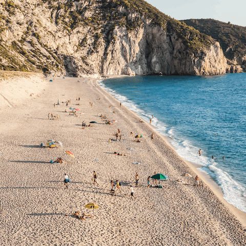 Catch some rays on Episkopos Beach, only a three-minute walk from home