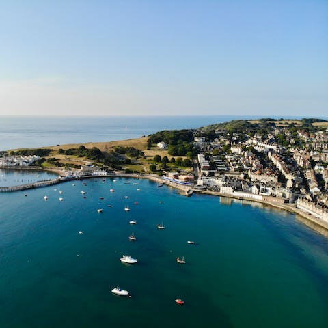 Visit Swanage's charming shops and galleries, one minute away on foot 