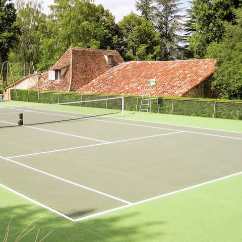 Keep up your exercise routine by playing a few sets on the private tennis court