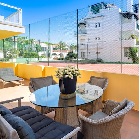 Savour sunset drinks and al fresco dining on the terrace