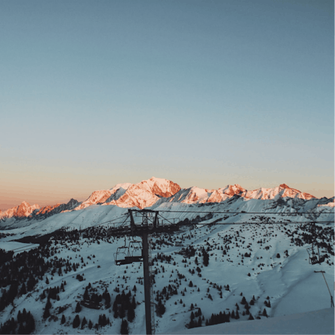 Hit the slopes of Mont Blanc with the ski lifts just minutes from your door