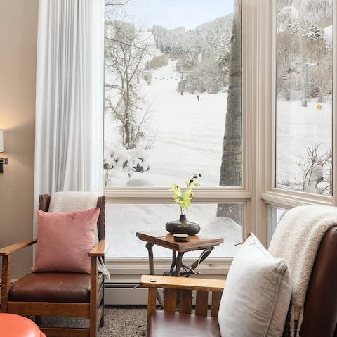 Cosy up in the reading nook and enjoy the snowy view