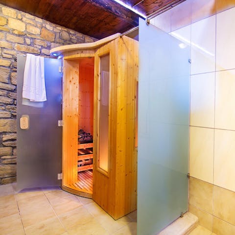 Book an at-home massage and unwind in the sauna after