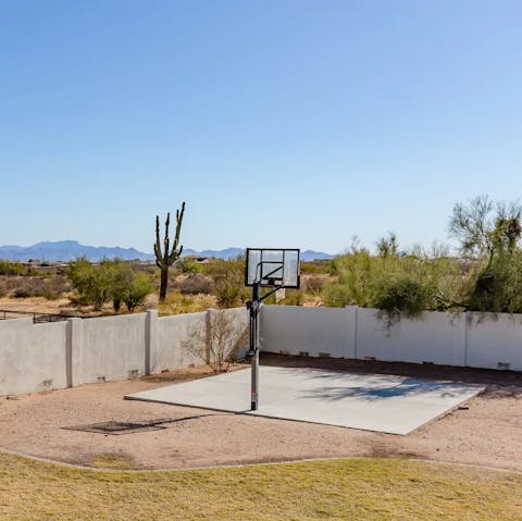 Shoot some hoops on the basketball court