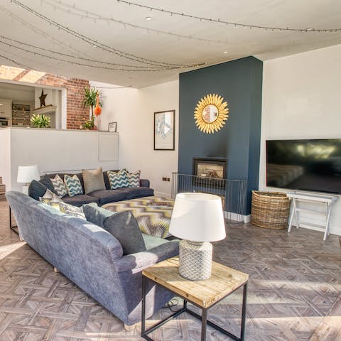 Settle in for a family movie night in the cosy living room