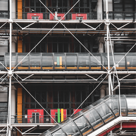 Gaze in awe at the Centre Pompidou, just fifteen minutes away
