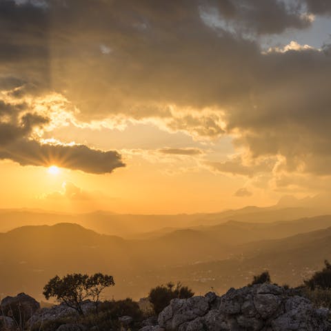 Enjoy a hike through the Sierra de Tejeda y Almijara Mountains and admire the sunset views