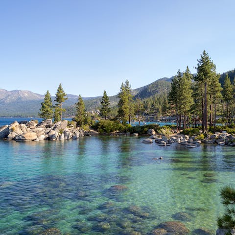 Walk to Tahoe shore in five minutes