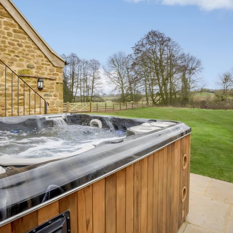 Enjoy the natural elements with a long soak in the hot tub 