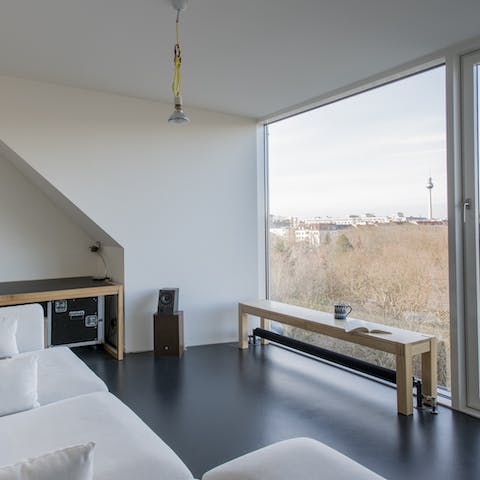 Watch the sunset over the city from your living room's picture windows – you've got clear views to the Berlin TV Tower