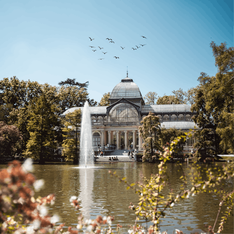 Drink in the greenery of nearby El Retiro Park