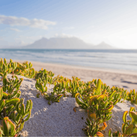 Spend the day on the white sands of Blouberg Beach, under a five-minute stroll away