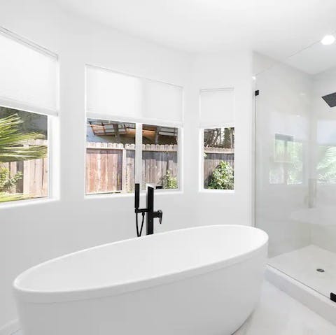 Unwind and take some time for yourself in the freestanding bathtub