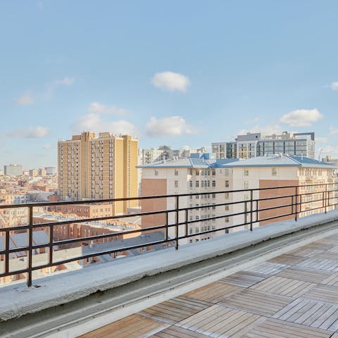Soak up the city views from the communal roof terrace