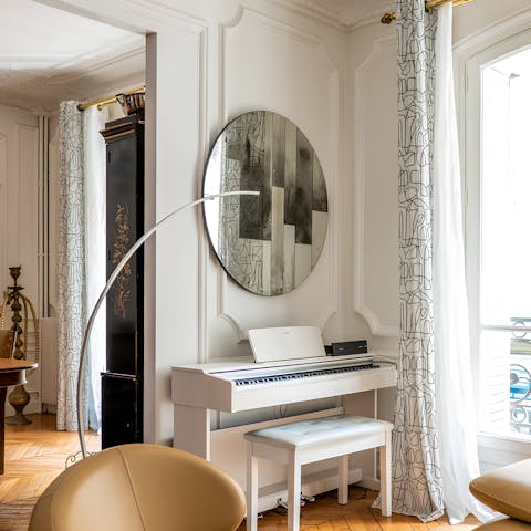 Make the most of the home's lovely piano
