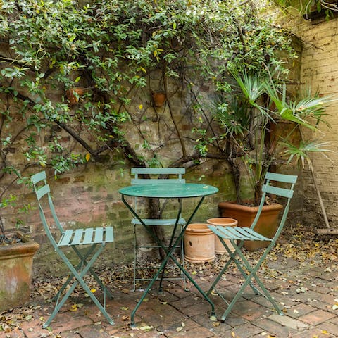 Start mornings off with coffee in the private garden