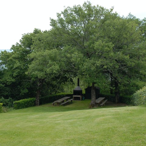 Dig into authentic spiedini at the picnic benches in the shade of the trees 