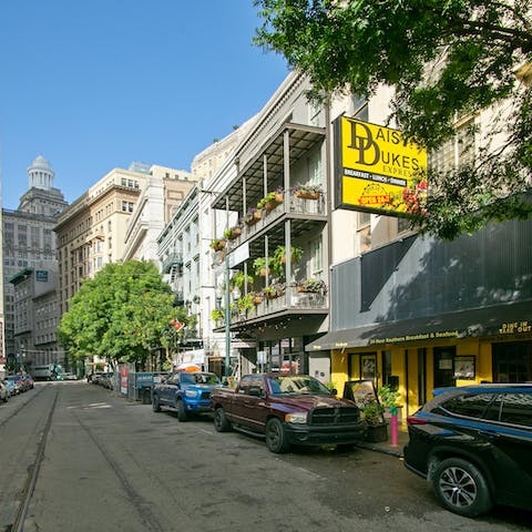 Stay within a five-minute walk from Bourbon street