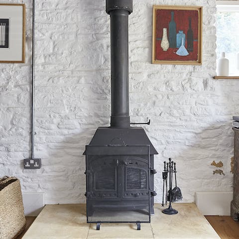 Get toasty toes in front of the wood-burning stove