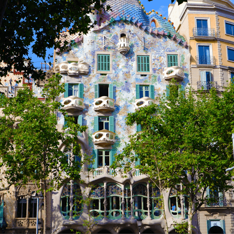 Visit Gaudi's Casa Batlló, a fifteen-minute walk from home