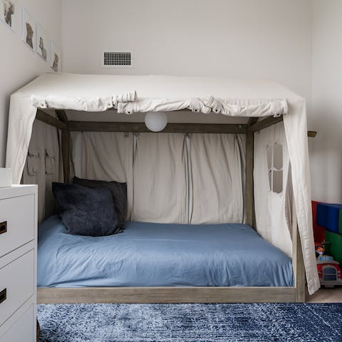 Let the kids' imagination run wild in the fort-like bed