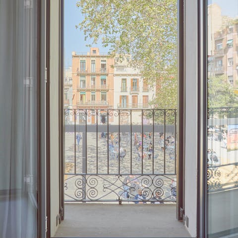 Perch by the Juliet balcony to soak up the energy of Vila de Gràcia