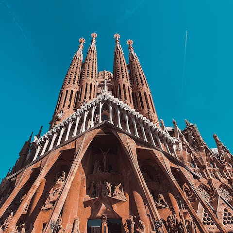 Visit Barcelona's iconic La Sagrada Familia within walking distance of your home