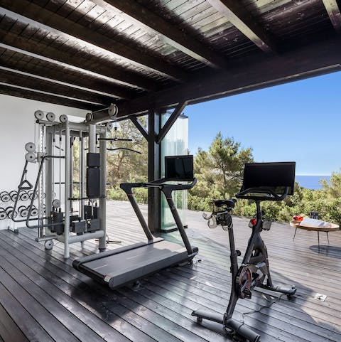 Work up a sweat in the fully equipped home gym