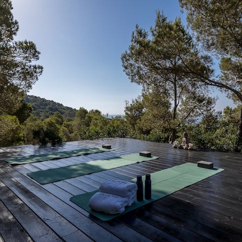 Start your day with a sunrise yoga session on the patio