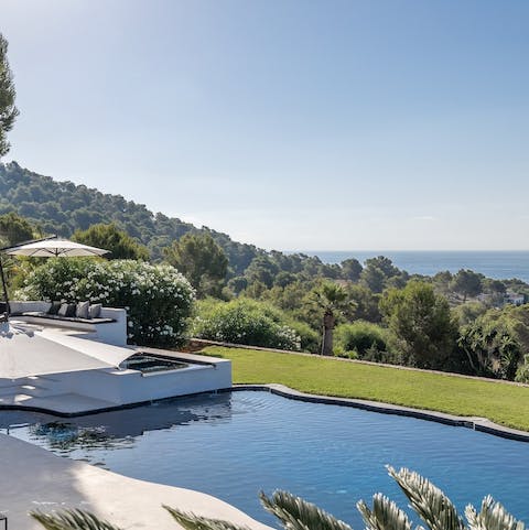 Soak up gorgeous views of the Mediterranean from your own private pool