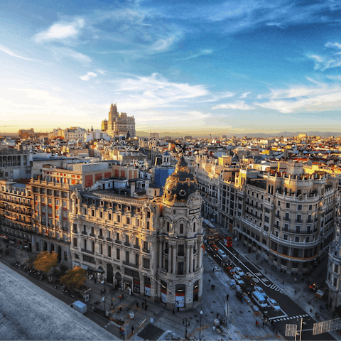 Grab a bus from nearby and head into central Madrid for exploring