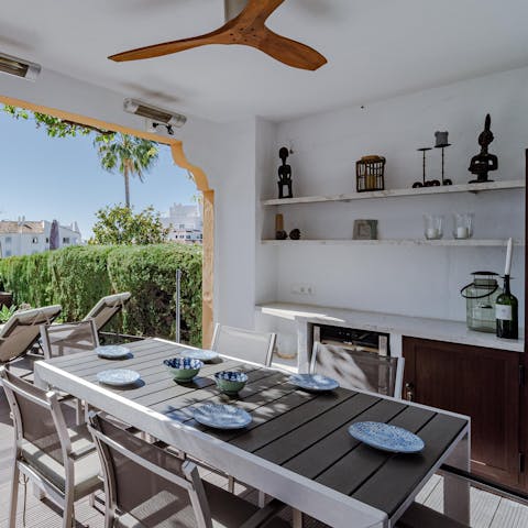 Buy some ingredients in central Puerto Banús and knock up something special in the outdoor kitchen