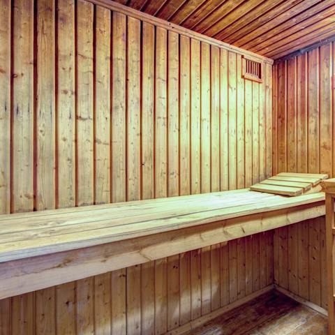 Feel a wonderful sense of relaxation from the sauna