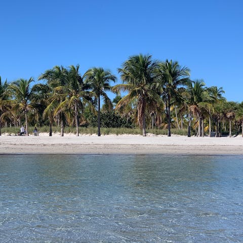 Stay on the relaxed island of Key Biscayne, with beautiful beaches and two state parks