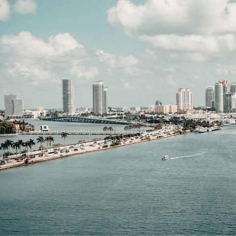 Access Downtown Miami with just a fifteen-minute drive from your stay on Key Biscayne Island