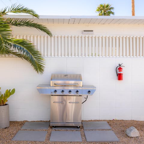 Have a traditional American barbecue dinner cooked on the grill