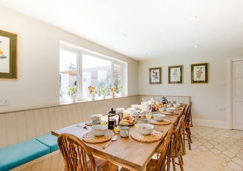 Tuck into a hearty full English in the sunny breakfast room