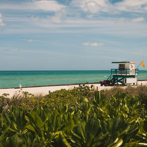 Spend the day at the beach, just a five-minute walk away