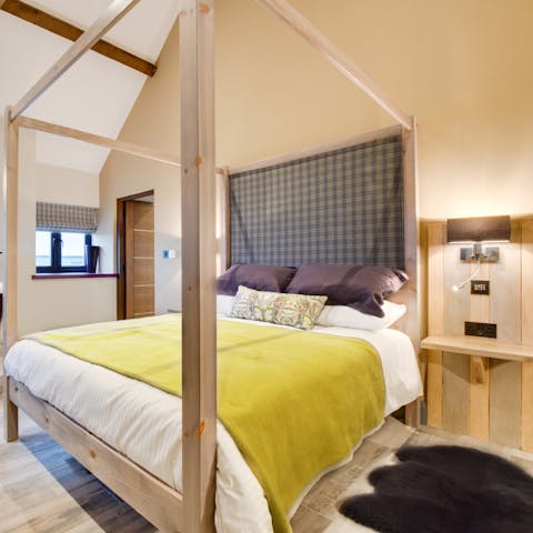 Bank a blissful night’s sleep in the king-sixed, four-poster bed – nothing could disturb you here