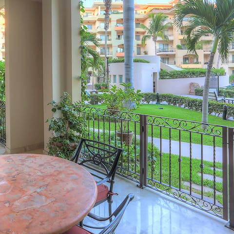 Enjoy a cup of morning coffee on your own private terrace